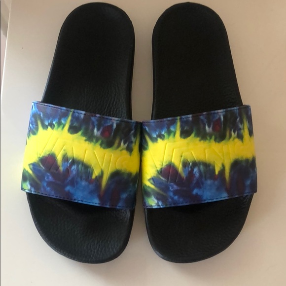 vans tie dye slides